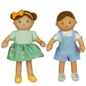 Tøydukkesett 2 med klær 22 cm